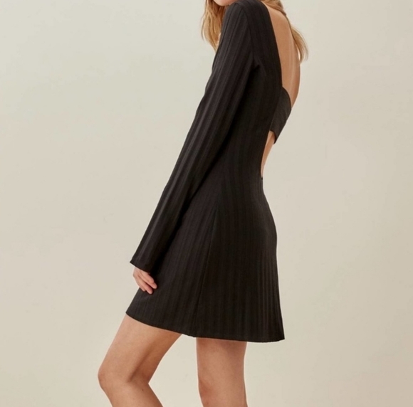 Reformation Cait Ribbed mini open back Black XL - Picture 2 of 5